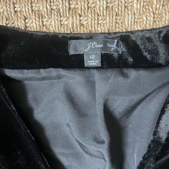J. Crew Black Velvet True Wrap Dress Size 12 Long Slight Balloon Sleeve Witchy * - Picture 3 of 11
